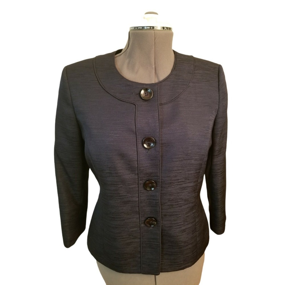 Evan Picone Suit Blazer Dark Blue 4-Button Long Sleeve Size Women's 10